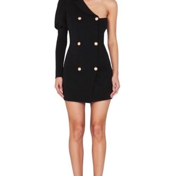 Misha black one shoulder blazer dress - Picture 1 of 4